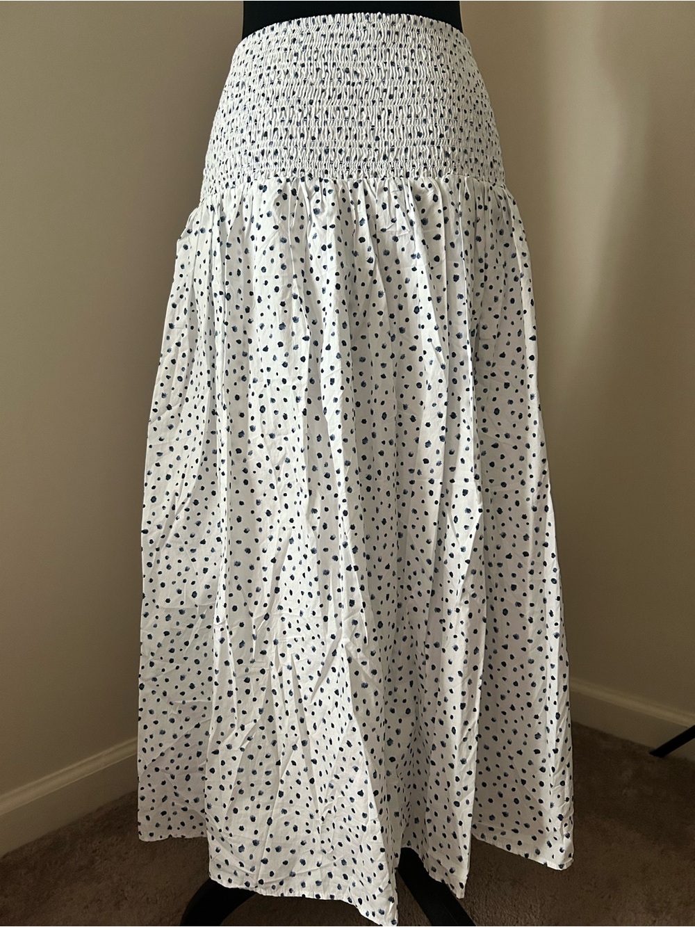 J. Crew White Maxi Skirt with Black Dot Print - Picture 12 of 12